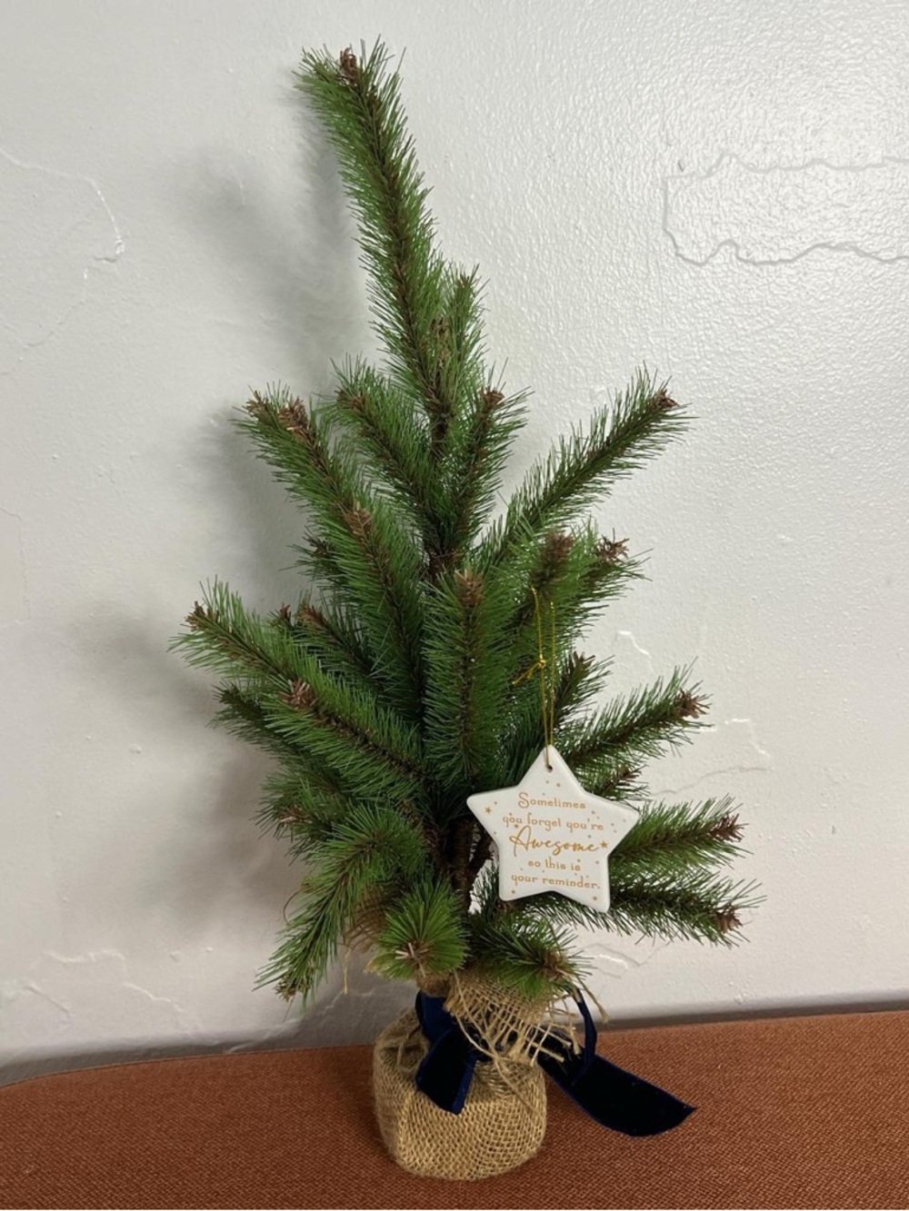 Home Interiors Green Mini Tabletop Christmas Tree with Star Ornament